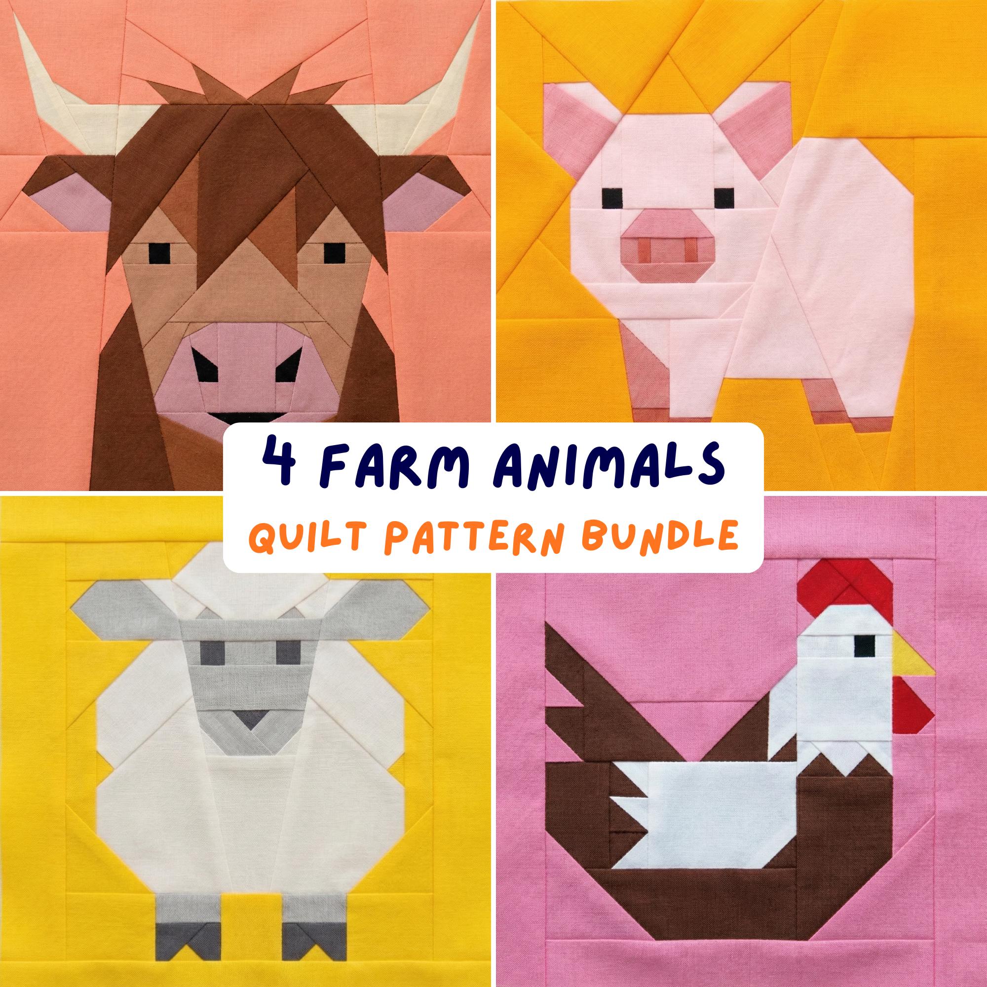 Pattern Blocks Sheep Farm Animals FPP Quilt Patterns Bundle Modern Foundation Paper Piecing ...