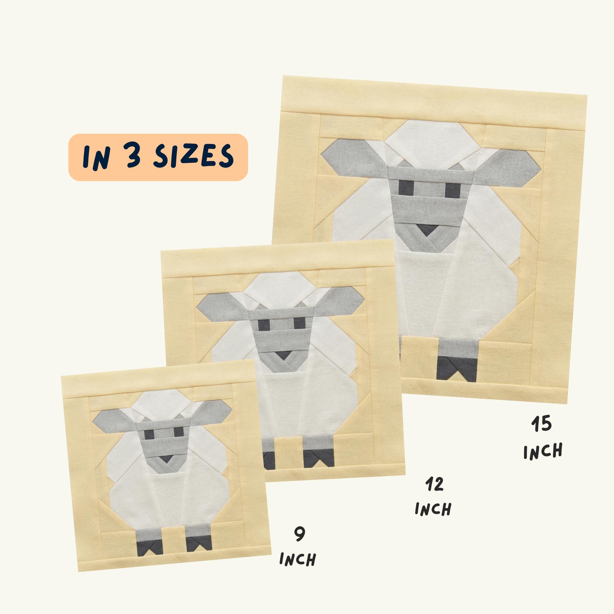 Pattern Blocks Sheep Sheep Quilt Pattern Lamb FPP Foundation Paper Piecing Block Farm Animal ...