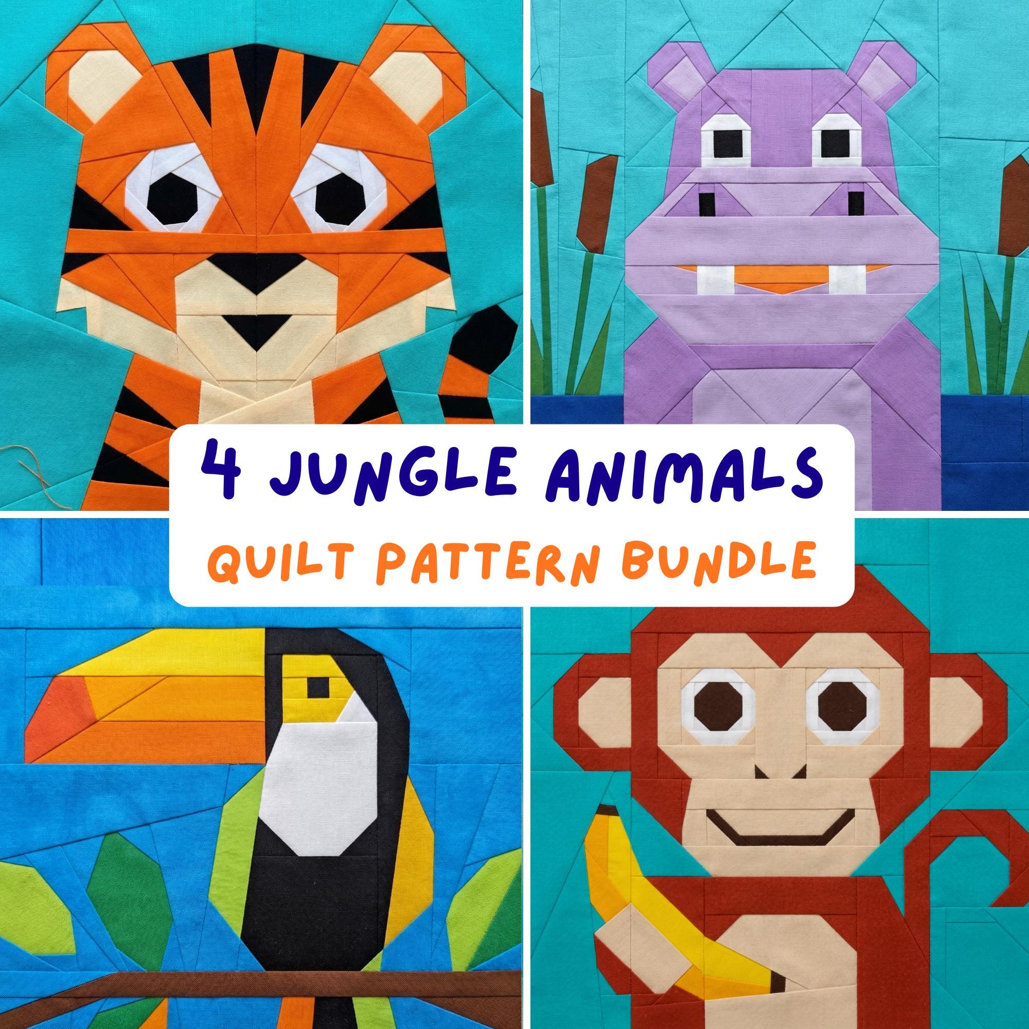 Jungle Animals FPP Quilt Patterns Bundle Modern Foundation Paper ...
