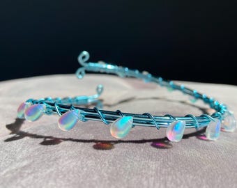 Mermaidcore Blue Arm Cuff – Mermaid Adjustable Armlet – Iridescent Jewellery