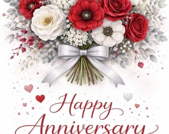 夫または妻へのロマンチックな記念日カード（デジタルダウンロード）