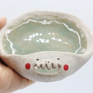 handmade face spoon rest ceramic, spoon rest unique, spoon rest for stove, cute spoon holder ceramic, ring dish, trinket dish, trinket tray image 2