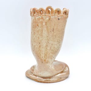 orange handmade ceramic vase white frosting, brown earthy vase large, ceramic vase handmade white, ceramic flower vase, made in USA