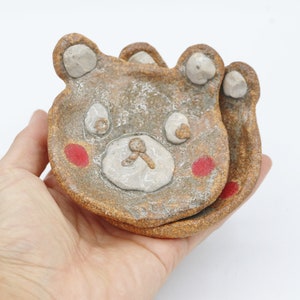 ceramic bear plate, small bear dish, trinket dish, ring dish bear, animal ring dish handmade, handmade sauce dish, made in USA