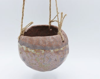 planter with hanger, hanging planter pot, hanging plant,wall planter indoor, ceramic wall planter, drainage, air plant, round wall plant pot