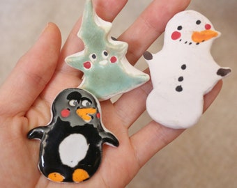 Christmas magnet set, snowman magnet penguin magnet,Christmas tree clay magnet,magnet fridge, magnet set, Refrigerator Magnet,Christmas gift