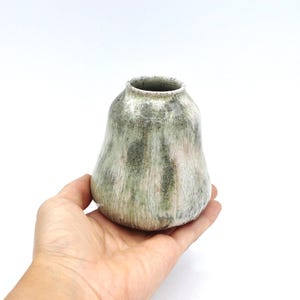small ceramic vase, handmade ceramic vase small, cute small vase green grey, ceramic vase, small flower vase, made in USA