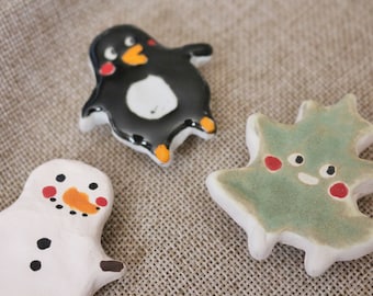 Christmas magnet set, snowman magnet penguin magnet,Christmas tree clay magnet,magnet fridge, magnet set, Refrigerator Magnet, made in USA