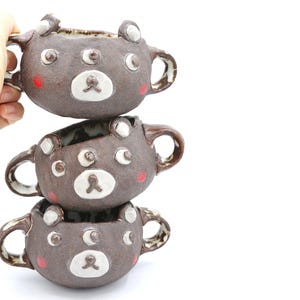 Handmade Ceramic Bear Mug: Two-Fingered Pottery Coffee Cup