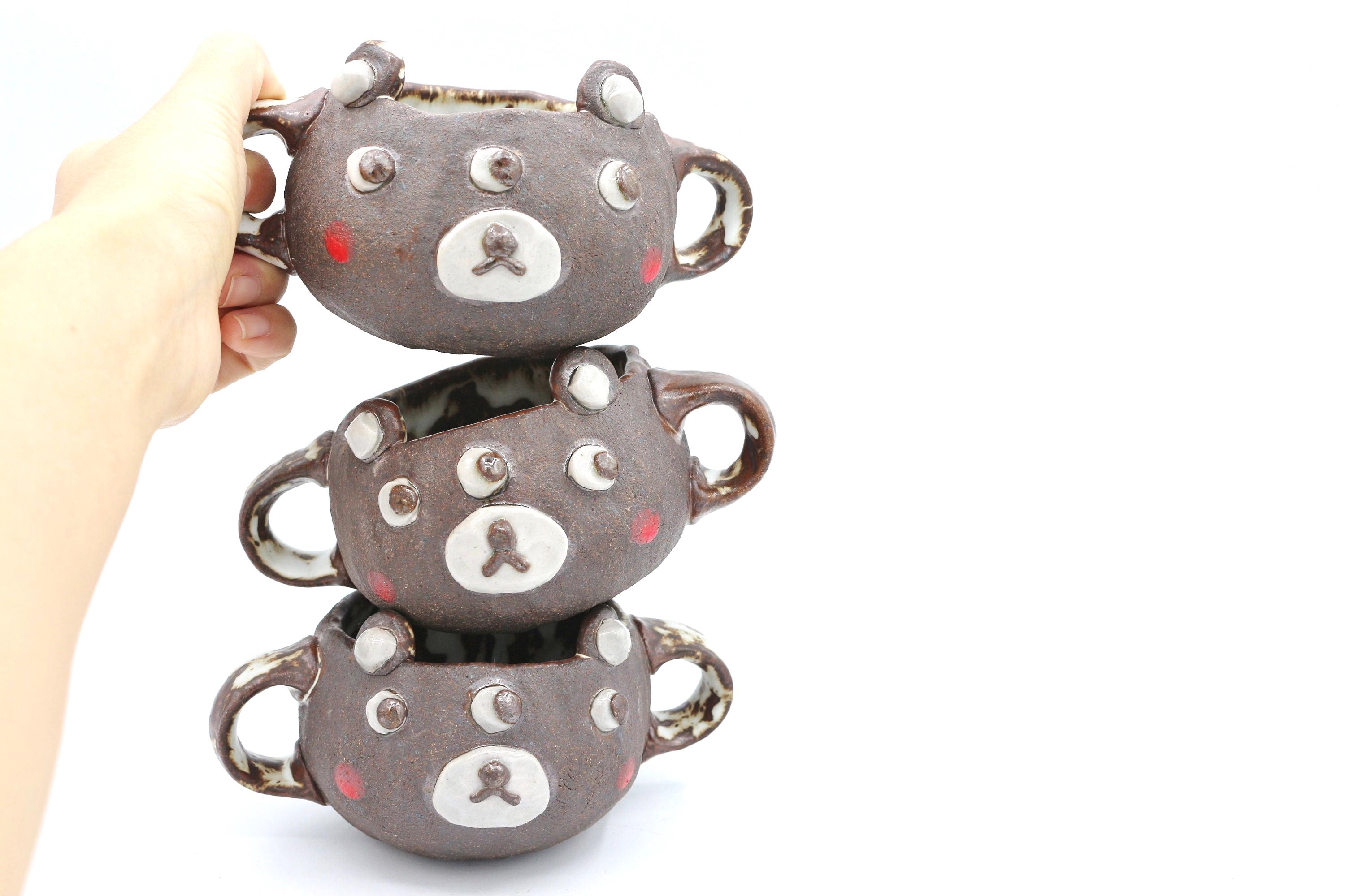 handmade ceramic mug, bear coffee mug, ceramic animal mug, pottery mug, face mug ceramic,bear mug, mug with face, made in USA