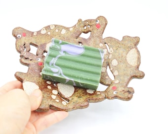 T-Rex Ceramic Soap Dish: Jurassic Park Kitchen Decor, Sponge Holder