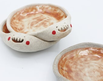 handmade face spoon rest ceramic, spoon rest unique, spoon rest for stove, cute spoon holder ceramic, ring dish, trinket dish, trinket tray