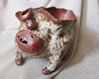 Handmade Ceramic Sculpture Planter: Snaily WamMo, Multi Plant Pot