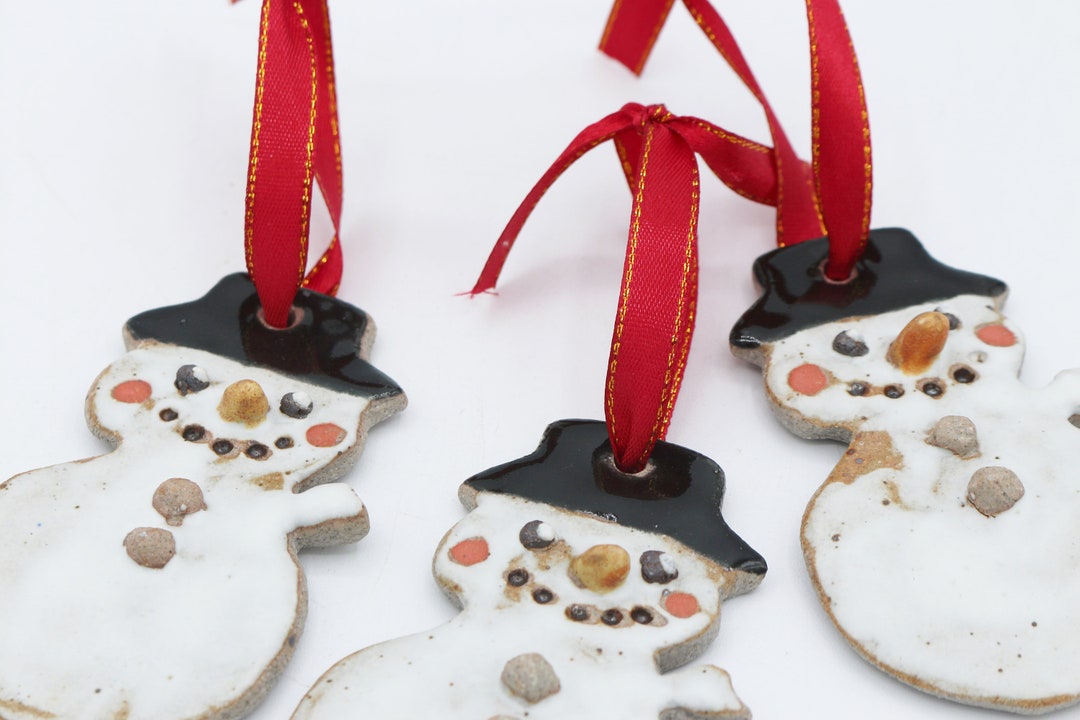 Ceramic Snowman Christmas Tree Ornamentceramic Etsy