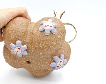 Handmade Ceramic Hanging Planter: USA Made Cake Design Pot