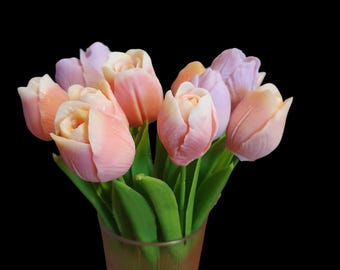 Bouquet de tulipes en cire parfumée - Fleurs décoratives parfumées -Cadeau original - Décoration maison - Fleurs éternelles pafumées.