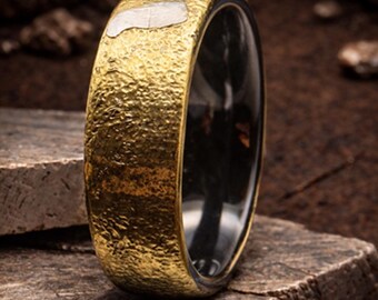 Meteoriet CaseCore Brass™-ring met zwarte keramische voering