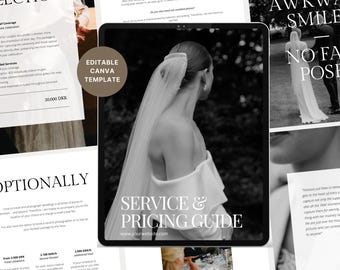 Editable Wedding Photography Pricing Guide | Canva Template for Professional Photographers | Clara Design