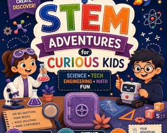 STEM Adventures Workbook for Kids Ages 6-10, Science Engineering Math Fun (Instant Download PDF)