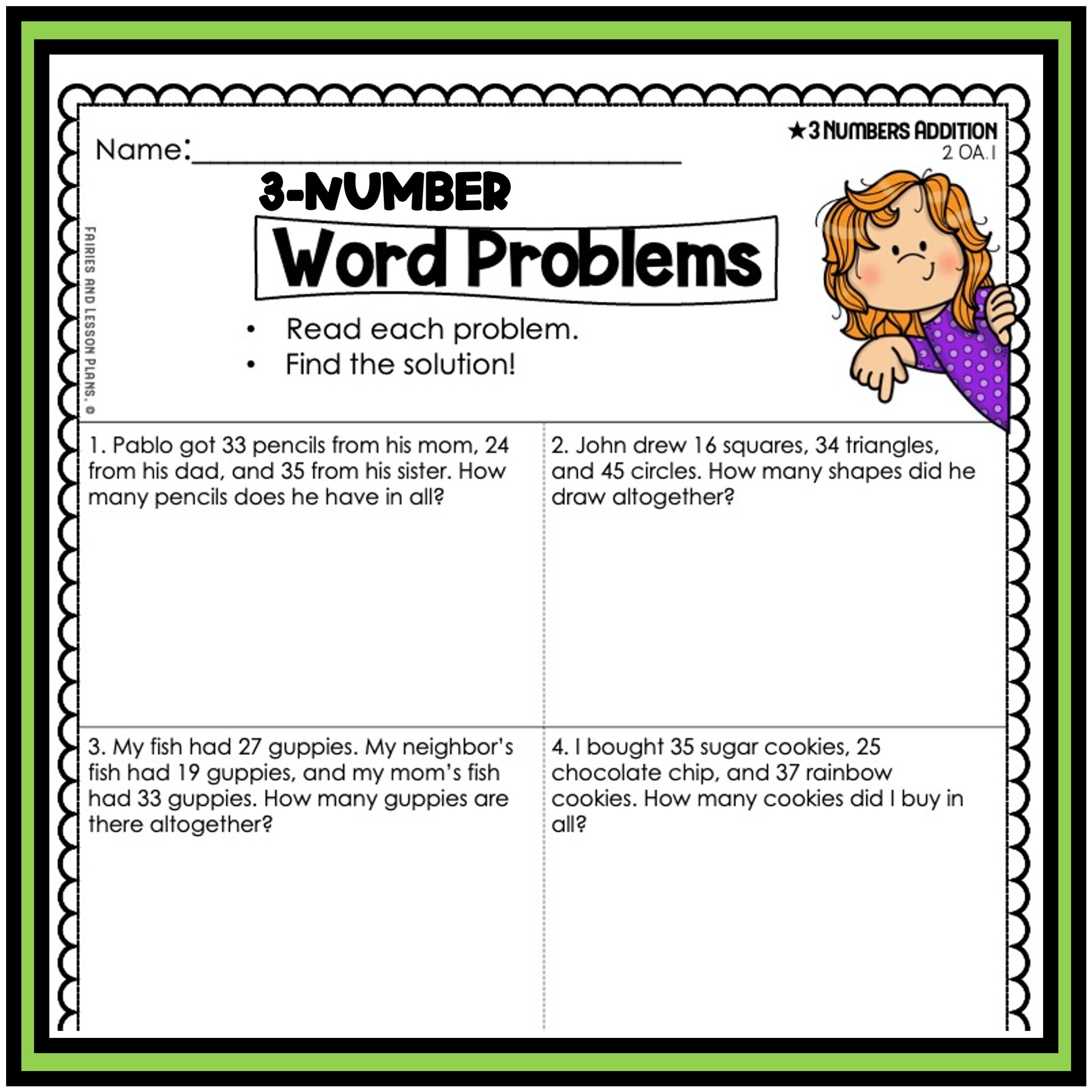 2nd Grade 2-step Word Problems | Addition & Subtraction to 100 | 3 ...