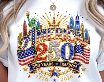 America 250 Faux Rhinestone Look Shirt | USA 250th Anniversary Tee