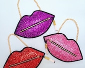 Glitter Smoking Lips Clutch Handbag - RANGE OF COLOURS