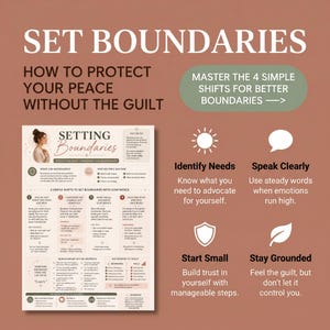 Setting boundaries cheat sheet printable | boundary setting worksheet PDF | therapy tool for communication & self care | mental health guide