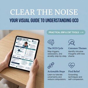 OCD cheat sheet digital | exposure response prevention quick guide | CBT tips worksheet | anxiety coping skills PDF