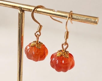 Boucles d'oreilles citrouille, boucles d'oreilles d'automne, bijoux d'Halloween, boucles d'oreilles pendantes citrouille orange, bijoux d'automne, boucles d'oreilles dorées ou argentées