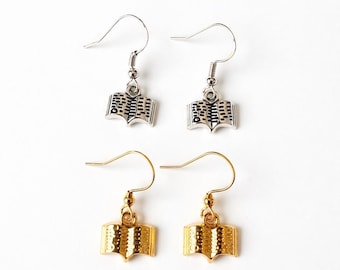 Pendientes para amantes de los libros, pendientes colgantes dorados y plateados con motivos literarios, regalo para lectores.