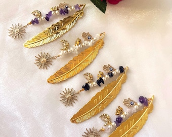 Marcapáginas celestial, marcapáginas de cuarzo rosa y amatista, marcapáginas de cristal, marcapáginas de luna y estrella, regalo para amantes de los libros, estética espiritual.
