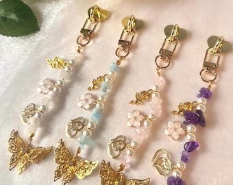 Abalorio de mariposa para Kindle, accesorio de piedra preciosa auténtica para lector electrónico, regalo para amantes de los libros con cuentas de perla