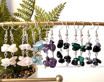 Pendientes colgantes de cristal, joyería delicada de plata con piedras preciosas, accesorio de piedras curativas, lindo regalo para ella.