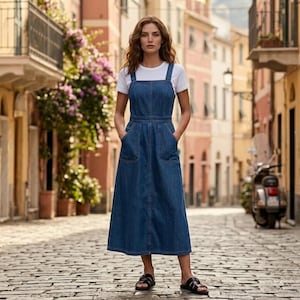 denim a line pinafore dress Amazon.com: CHARTOU Women's Elegant Straps Back Smocked A-Line Long Skirt Denim Overall Pinafore Dress (Small, Blue) : Clothing, Shoes & Jewelry