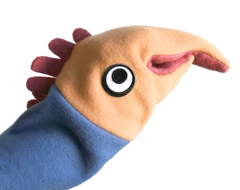 CHICKEN bird emotion hand puppet made of organic cotton