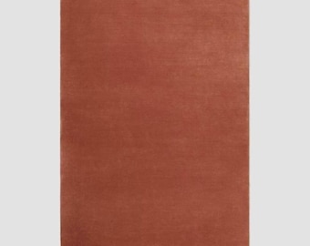 Hand Tufted Reddish Brown Rug, Terracotta Solid Area Rug, Modern Minimalist Wool Carpet, Living Room Bedroom Decor, 10+ Colours Options.