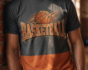 Baloncesto vintage PNG, diseño de camiseta de baloncesto retro, sublimación de baloncesto PNG, baloncesto desgastado SVG, día de partido PNG, camiseta de baloncesto