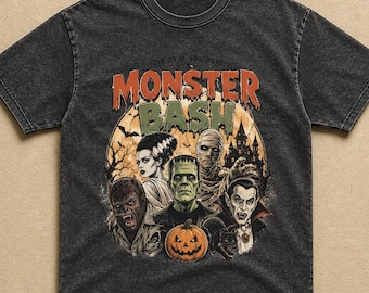 Monster Bash Shirt Classic Monsters Tee Frankenstein Dracula Mummy Comfort Colors Vintage Halloween Gift