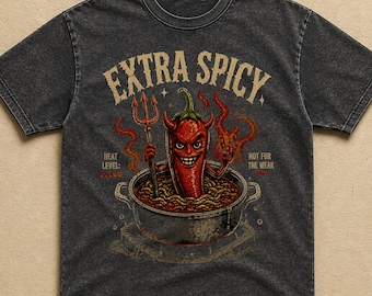 Extra Spicy Shirt Devil Chili Pepper Tee Vintage Ramen Noodle Graphic Top Comfort Colors Spicy Foodie Gift