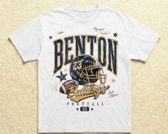 Benton Bulldogs Shirt Football Tee Vintage Varsity Retro Graphic Top Comfort Colors School Spirit Game Day Team Mom Gift