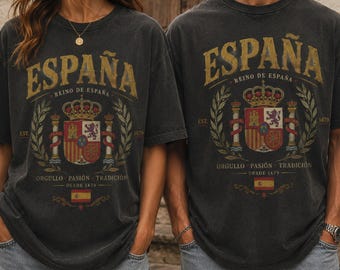 Espana Shirt Spain Coat Of Arms Tee Reino De Espana Vintage Spanish Heritage Graphic Top Comfort Colors Souvenir Gift