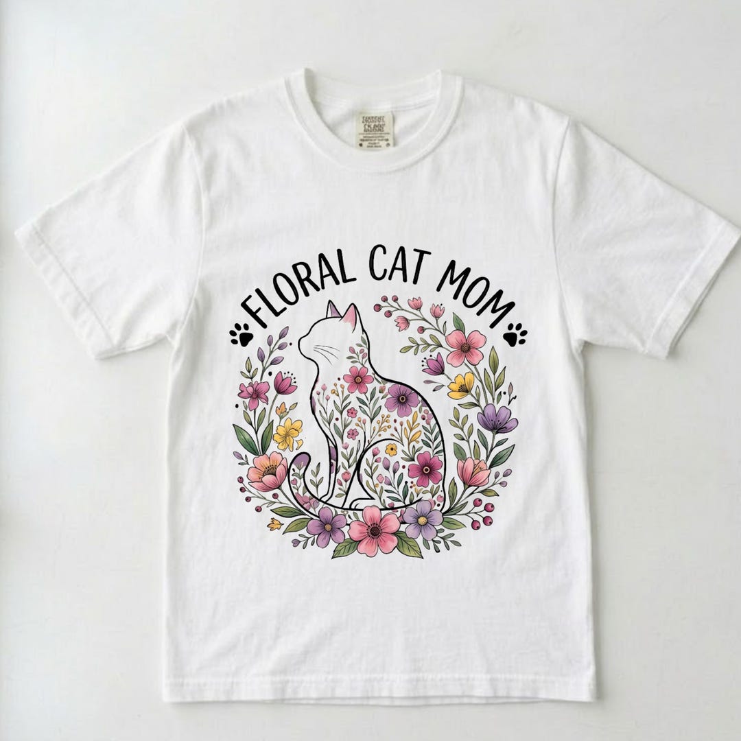 Floral Cat Mom Shirt, Cute Cat Lover Gift, Mothers Day Tee, Botanical ...
