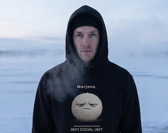 MØRJENS。オーバーサイズフーディー、ノルディックサイレンスストリートウェア、アンチソーシャルユニット美学、クラシックプルオーバースウェットシャツ、マウントMørjensスタンダードフィットアウトフィット