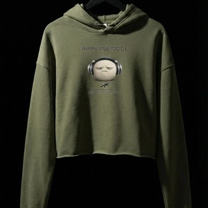 Airplane Mode Unit Cropped Hoodie Statement Piece Raw Hem Anti Social Minimalist Streetwear Dropped Shoulder Boxy Fit Privacycare Gear Top image 2