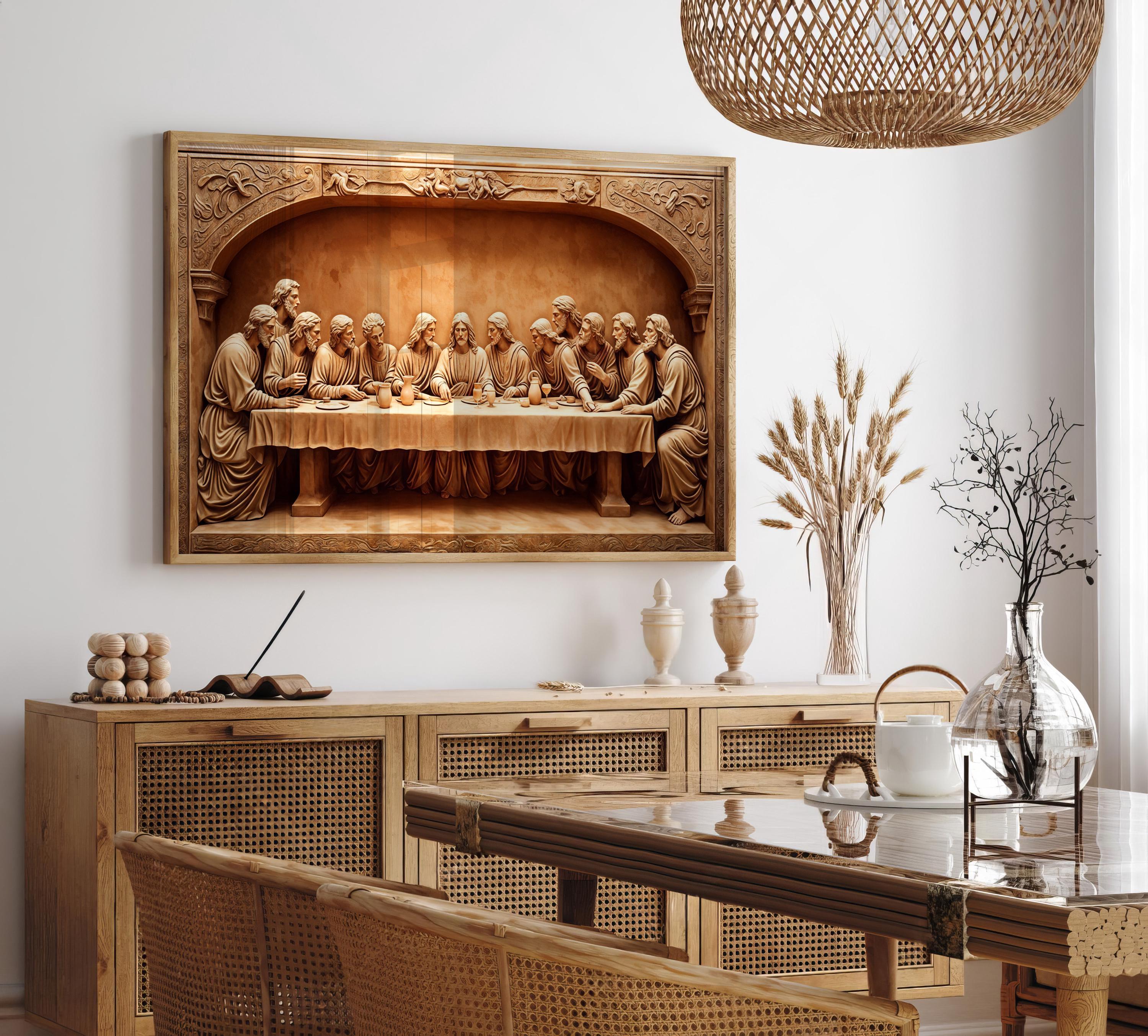 The Last Supper Carved Wood Wall Art | Christian Home Decor - Etsy