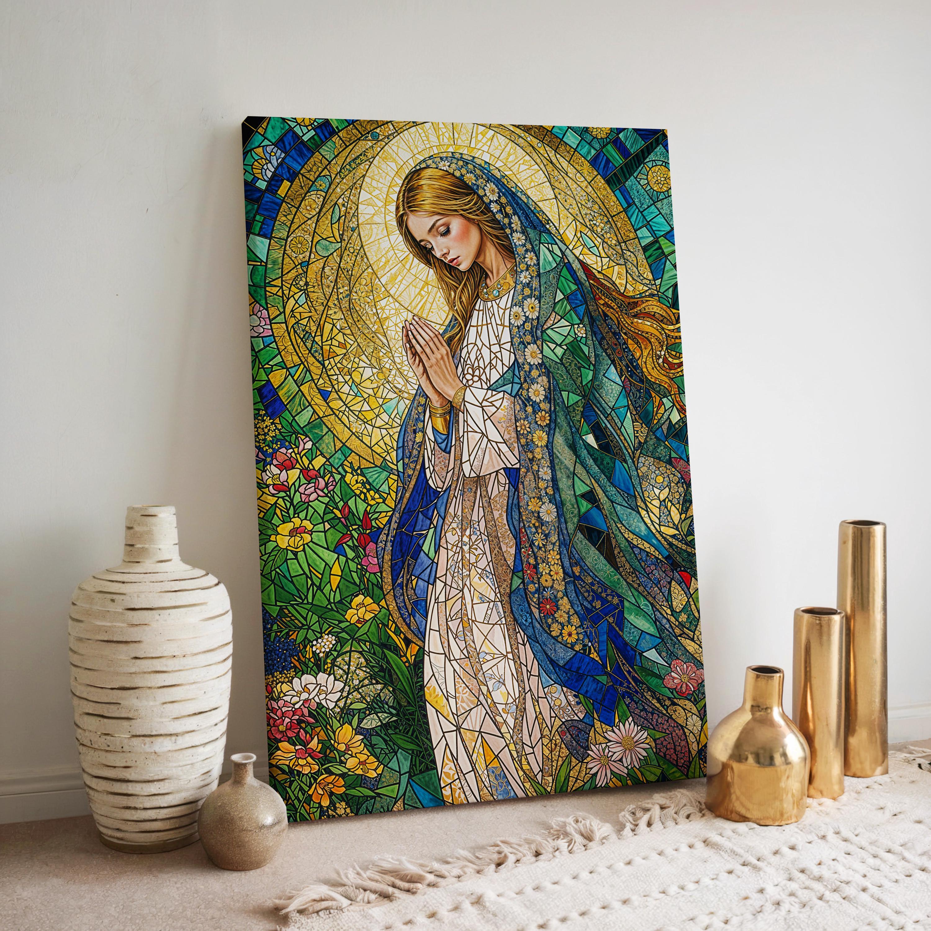 Virgin Mary Stained Glass Canvas Print | Catholic Wall Art - Etsy