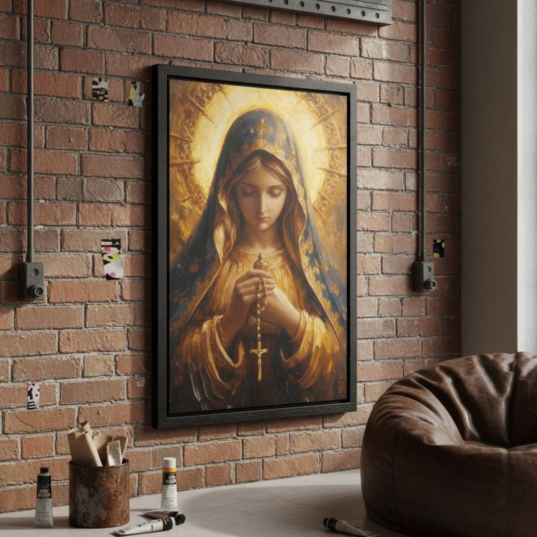 Our Lady of the Holy Rosary Canvas | Catholic Marian Art - Etsy
