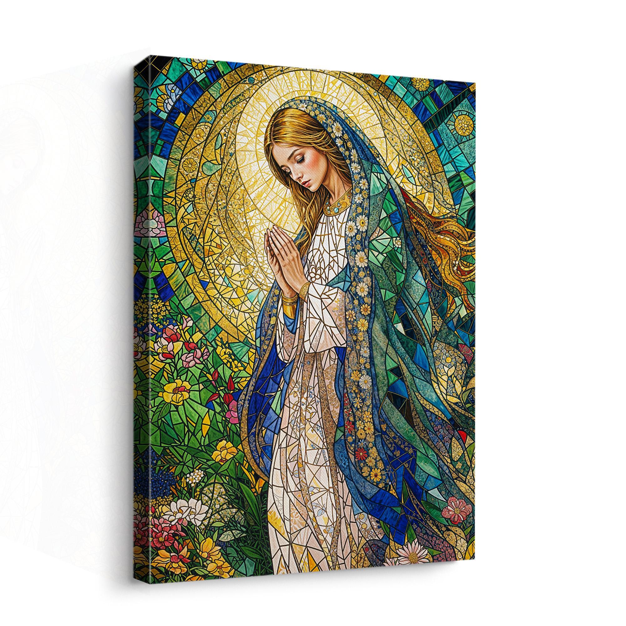 Virgin Mary Stained Glass Canvas Print | Catholic Wall Art - Etsy
