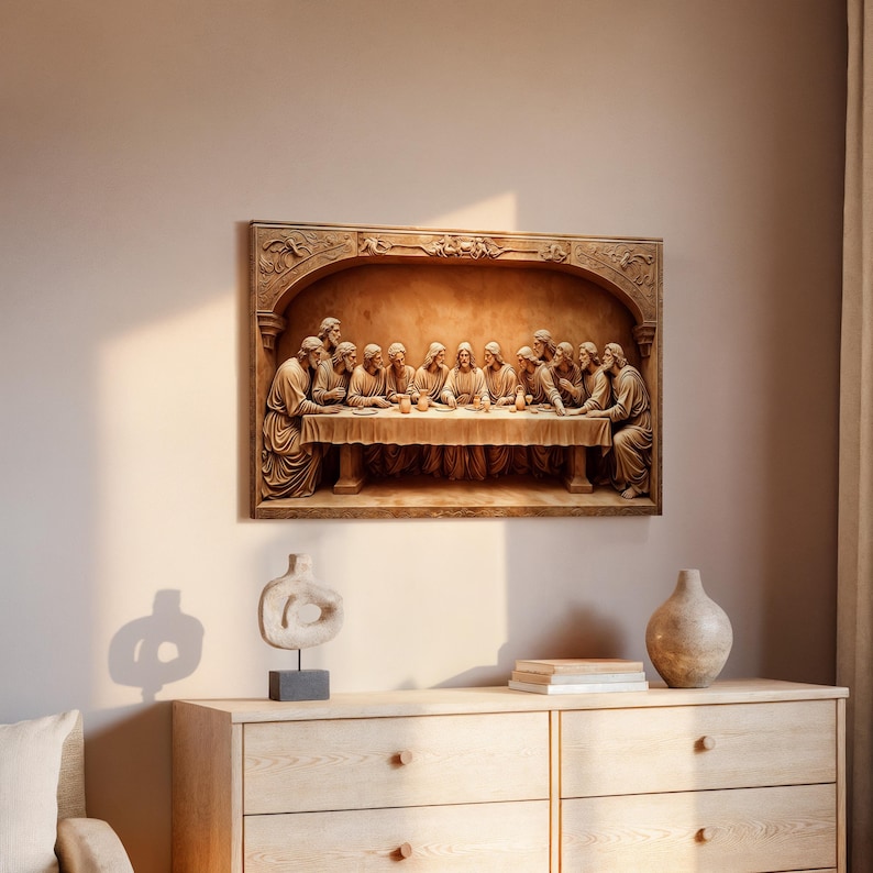 The Last Supper Carved Wood Wall Art | Christian Home Decor - Etsy