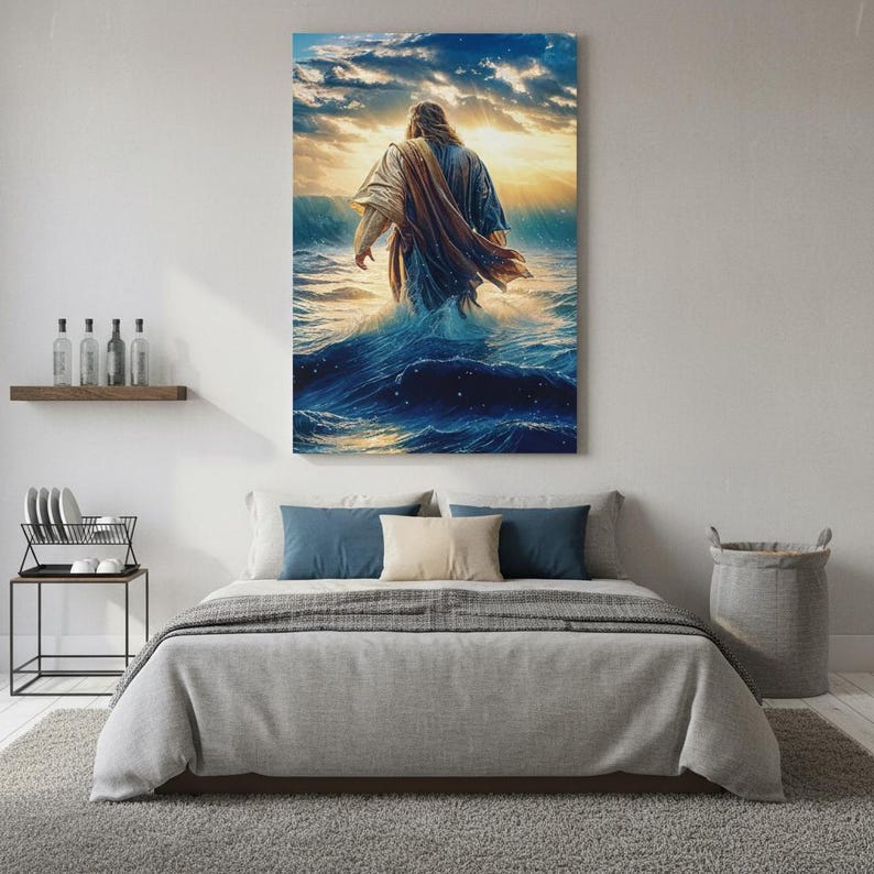 Jesus Walking on Water Canvas Print | Christian Religious Wall Art - Etsy